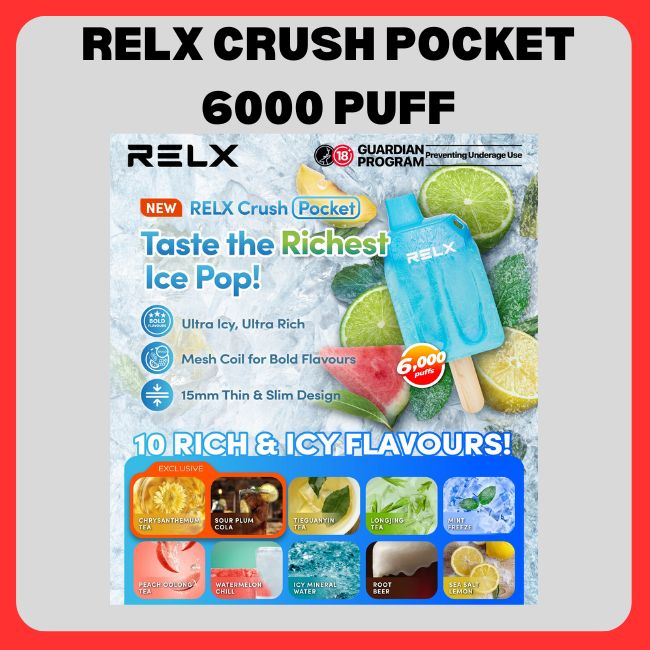 RELX Crush Pocket 6000 Puff Disposable Vape - Vape Singapore SG Vape